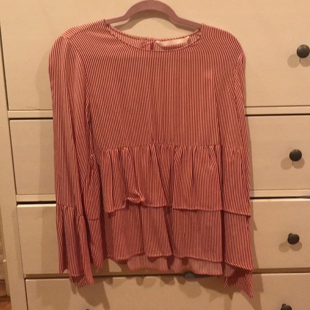 Zara Stripe Tiered Blouse